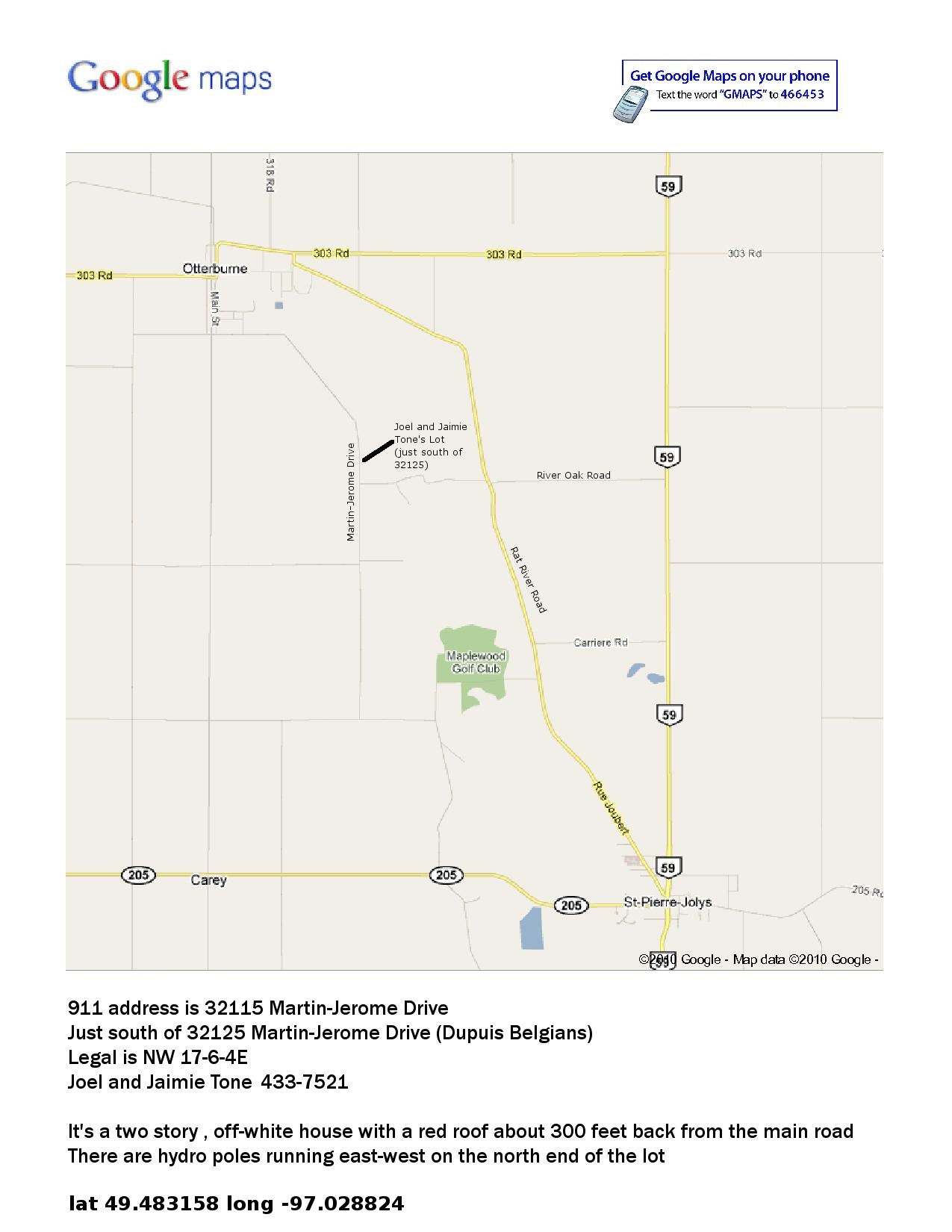 Joel and Jaimie Lot Map